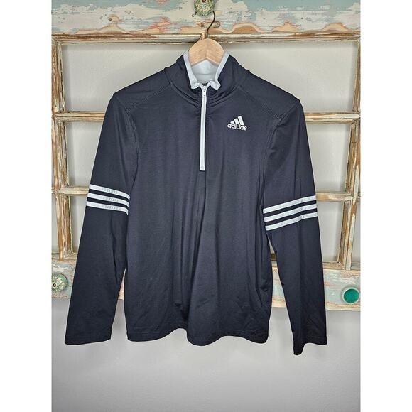 adidas Other - Adidas boys 1/4 zip pull over black/white Athletic shirt boys size large